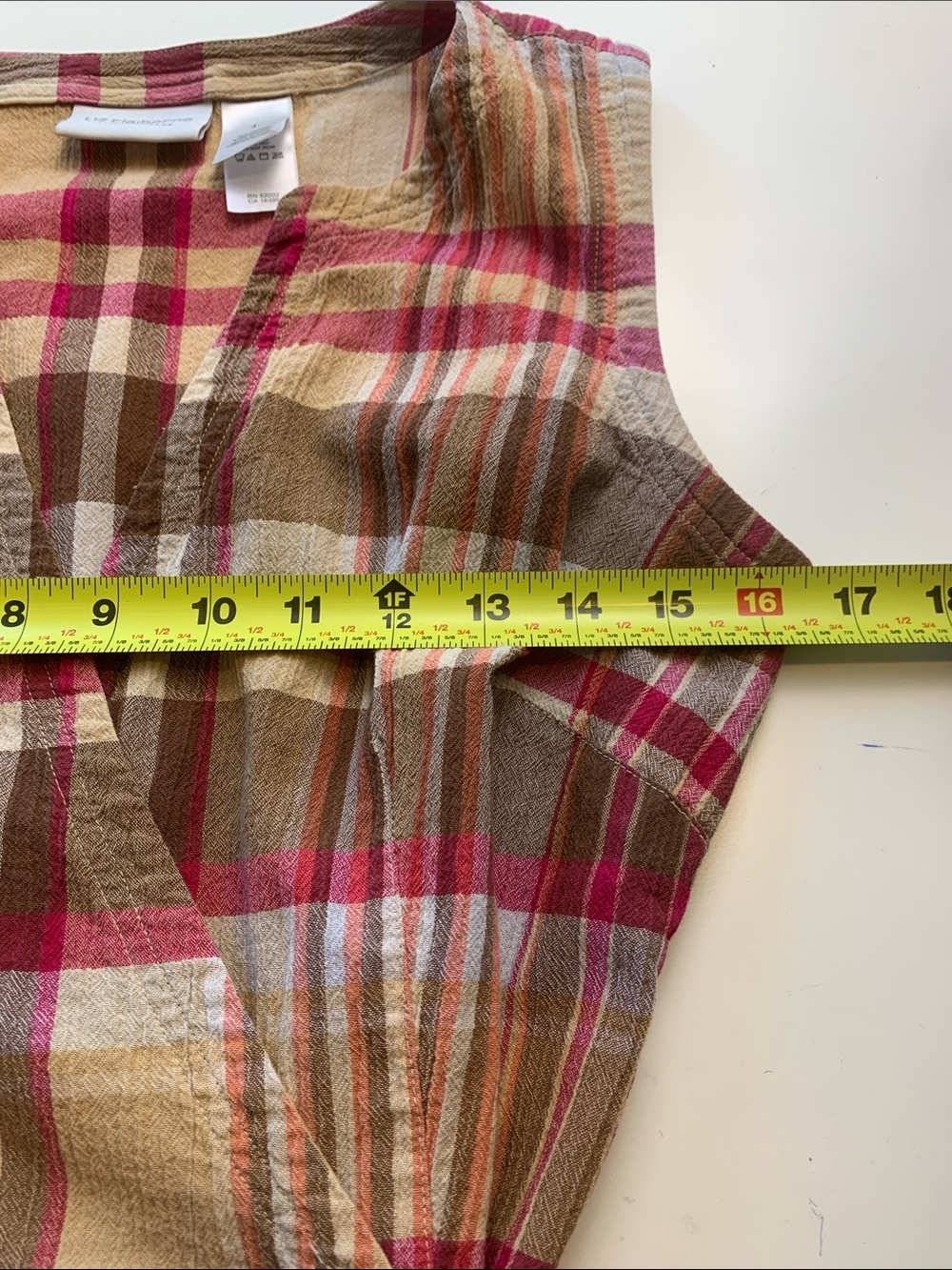 Liz Claiborne Vintage Brown & Pink Plaid Wrap Midi Dress - Picture 8 of 12